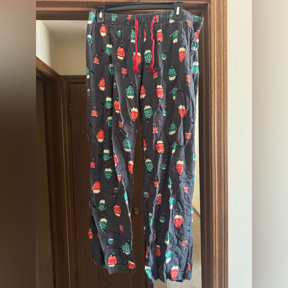 Old Navy Pajama Pants with Red & Green Penguins
